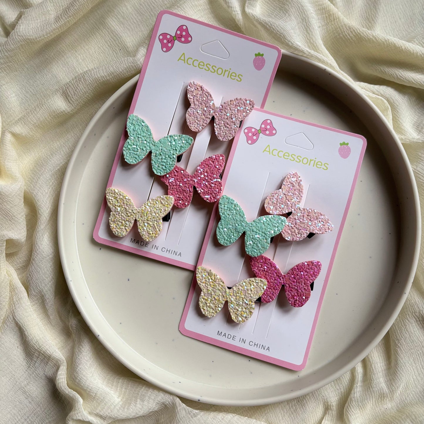 Glittery Butterfly Clip - Set of 4
