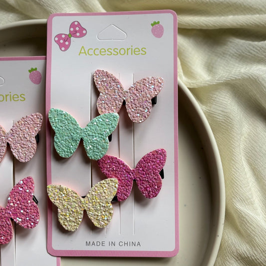 Glittery Butterfly Clip - Set of 4