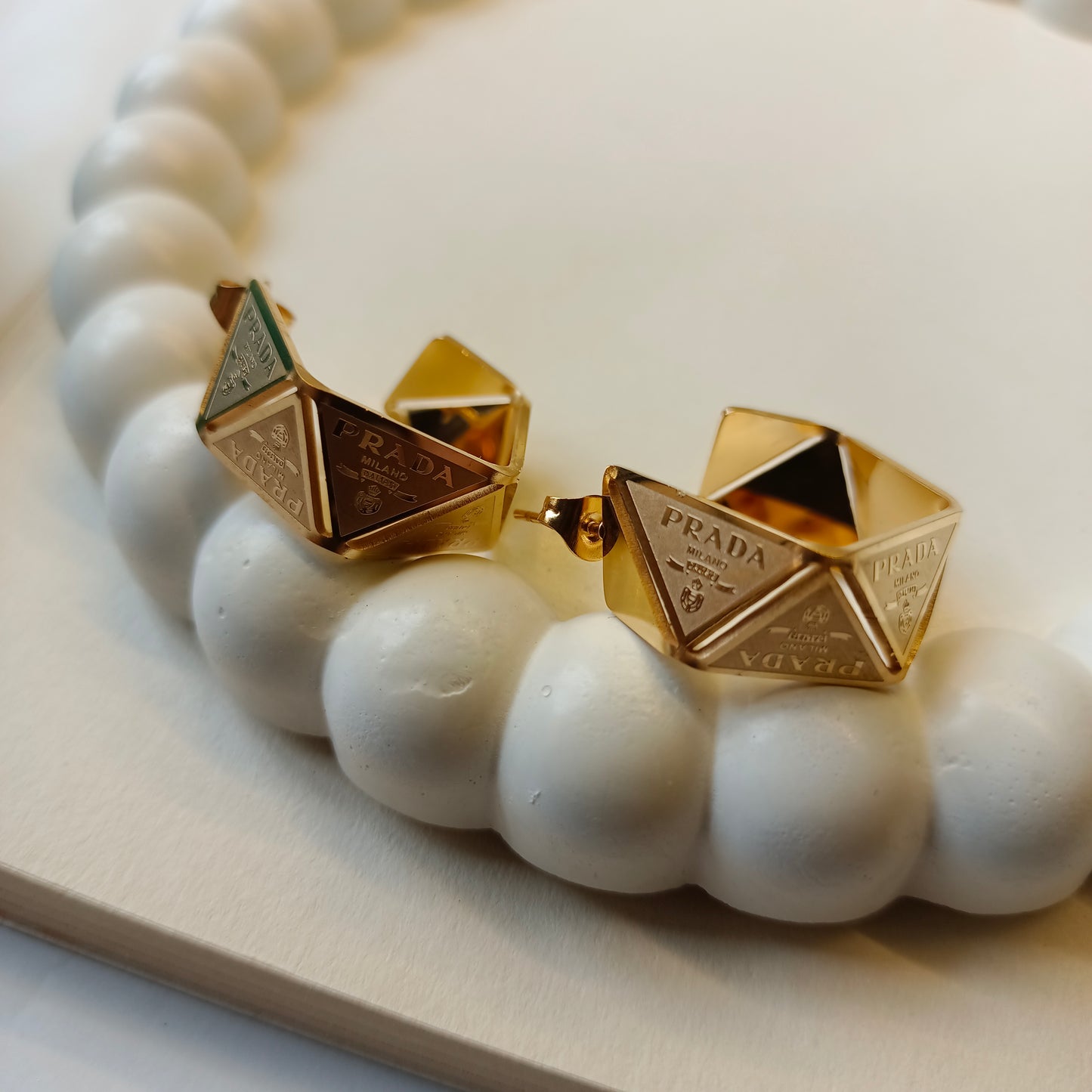 Prada Hoops Earrings 18K Gold Plated, Waterproof and Anti Tarnish
