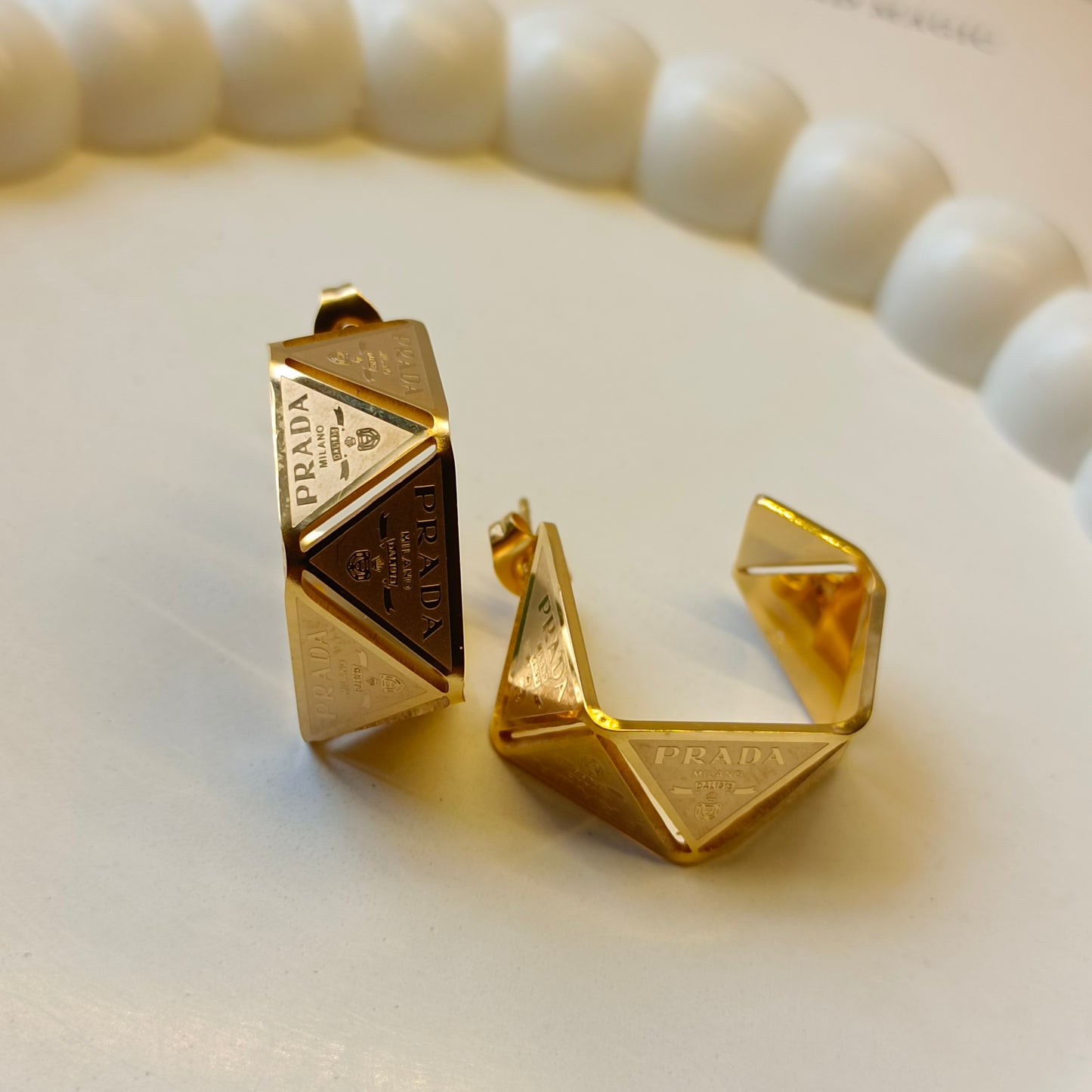 Prada Hoops Earrings 18K Gold Plated, Waterproof and Anti Tarnish