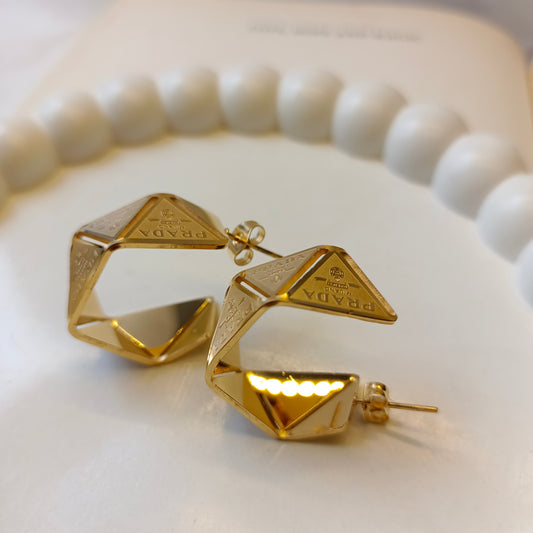 Prada Hoops Earrings 18K Gold Plated, Waterproof and Anti Tarnish